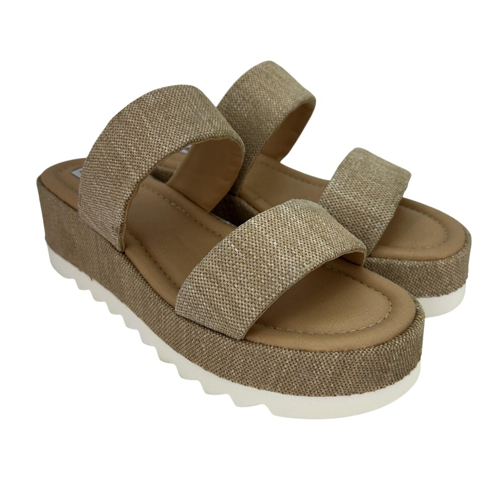 Steve Madden Sandals Shoes Womens Size 9 Defuse Raffia Slide Wedge Platform